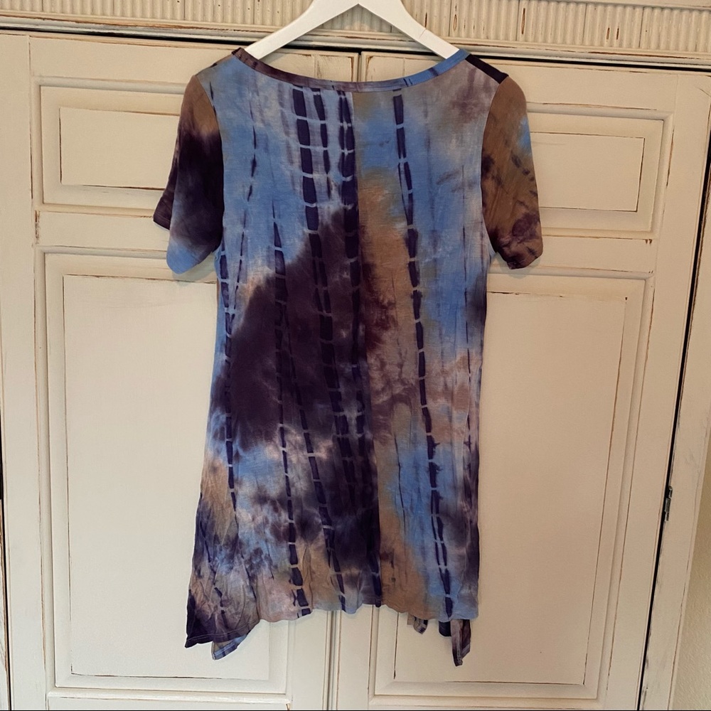 Soft Surroundings Tie Dye Scoop Neck Tunic Top Oversized Bohemian Boho Festival - Picture 5 of 8